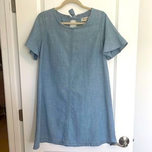 Madewell Chambray Tie Back Dress Size M W/ Bell Sleeve